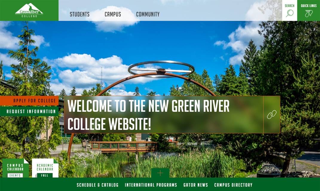 image of Green River College's new website
