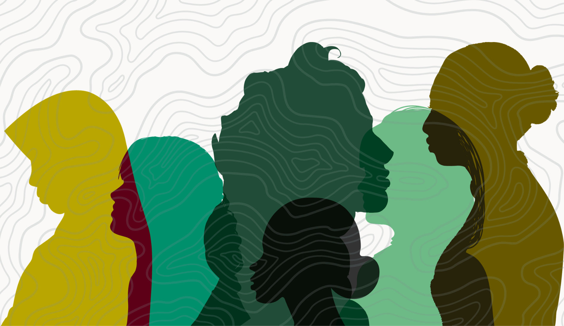 Different colored silhouettes of people