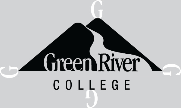 image depicting the clear space required surrounding the Green River College logo using the 
