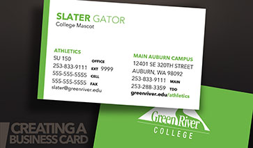 Green River College business card design.