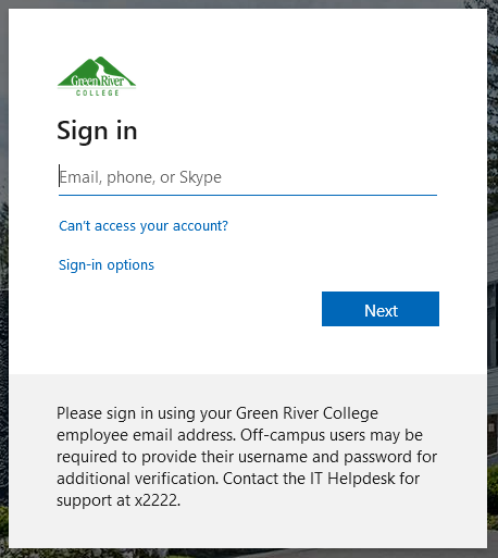Sign in screen for Office 365 when accessing GatorNet