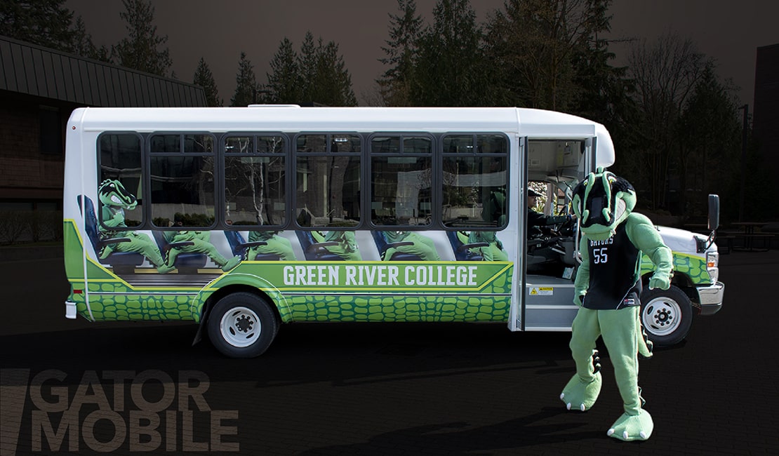 Specialty design of a vehicle bus wrap.