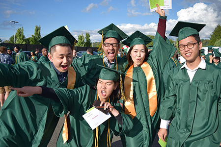 Photo of international students at commencement