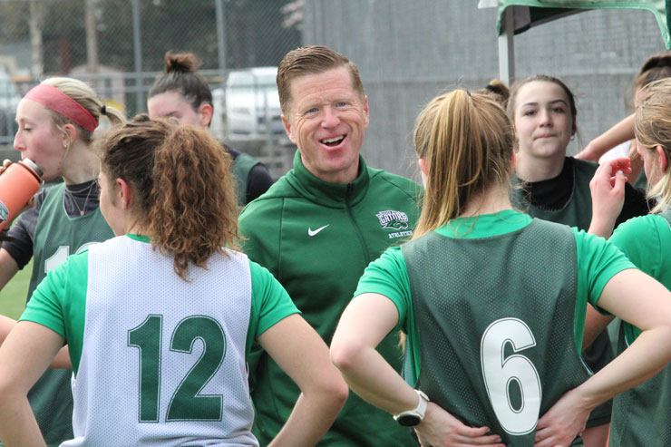 Keith Bleyer coaches the women's soccer team at Green River College