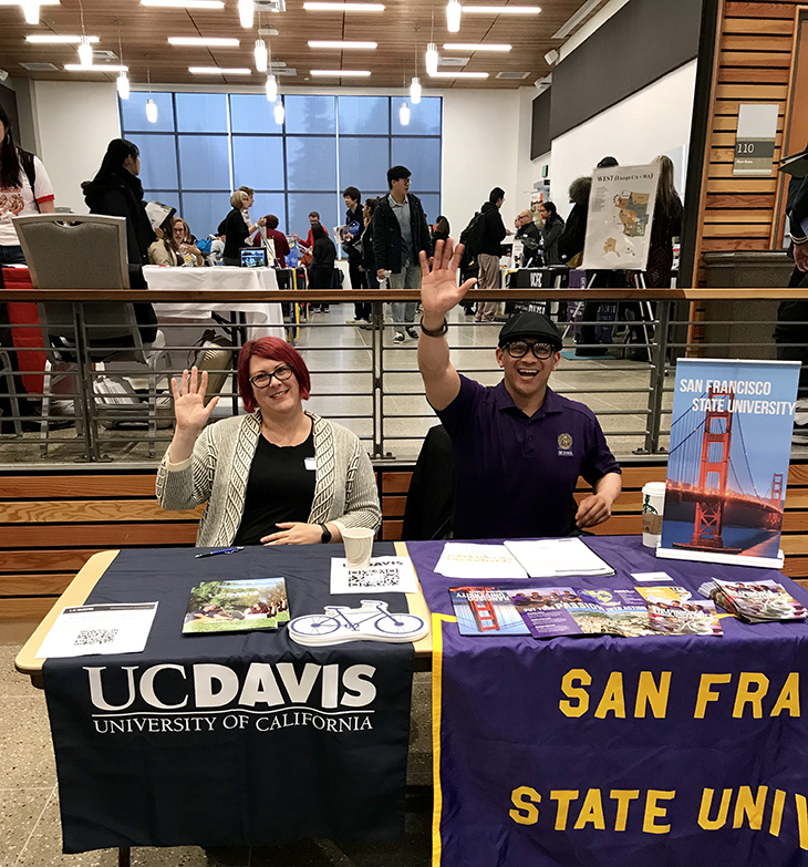 University representatives from UC Davis and San Franciso State at Green River College's transfer fair.
