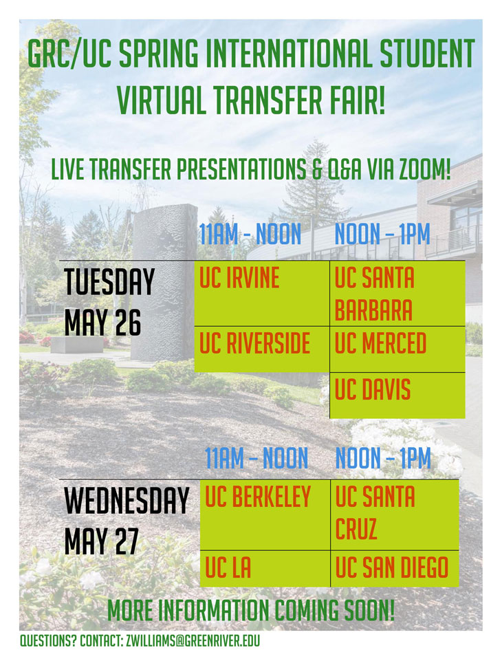 UC Transfer Fair Schedule