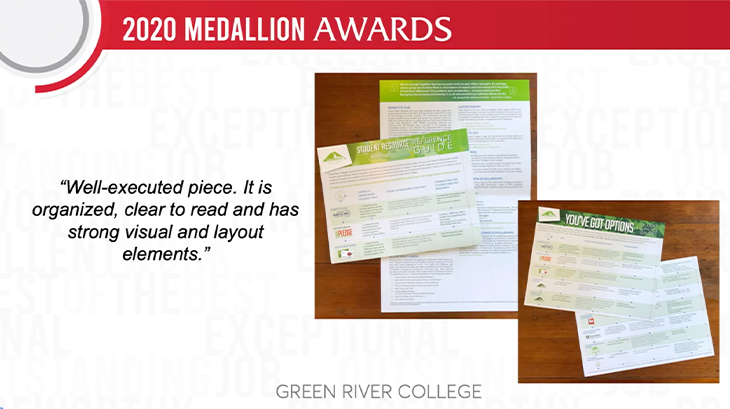 GRC wins gold for greenriver.edu/support flyeer