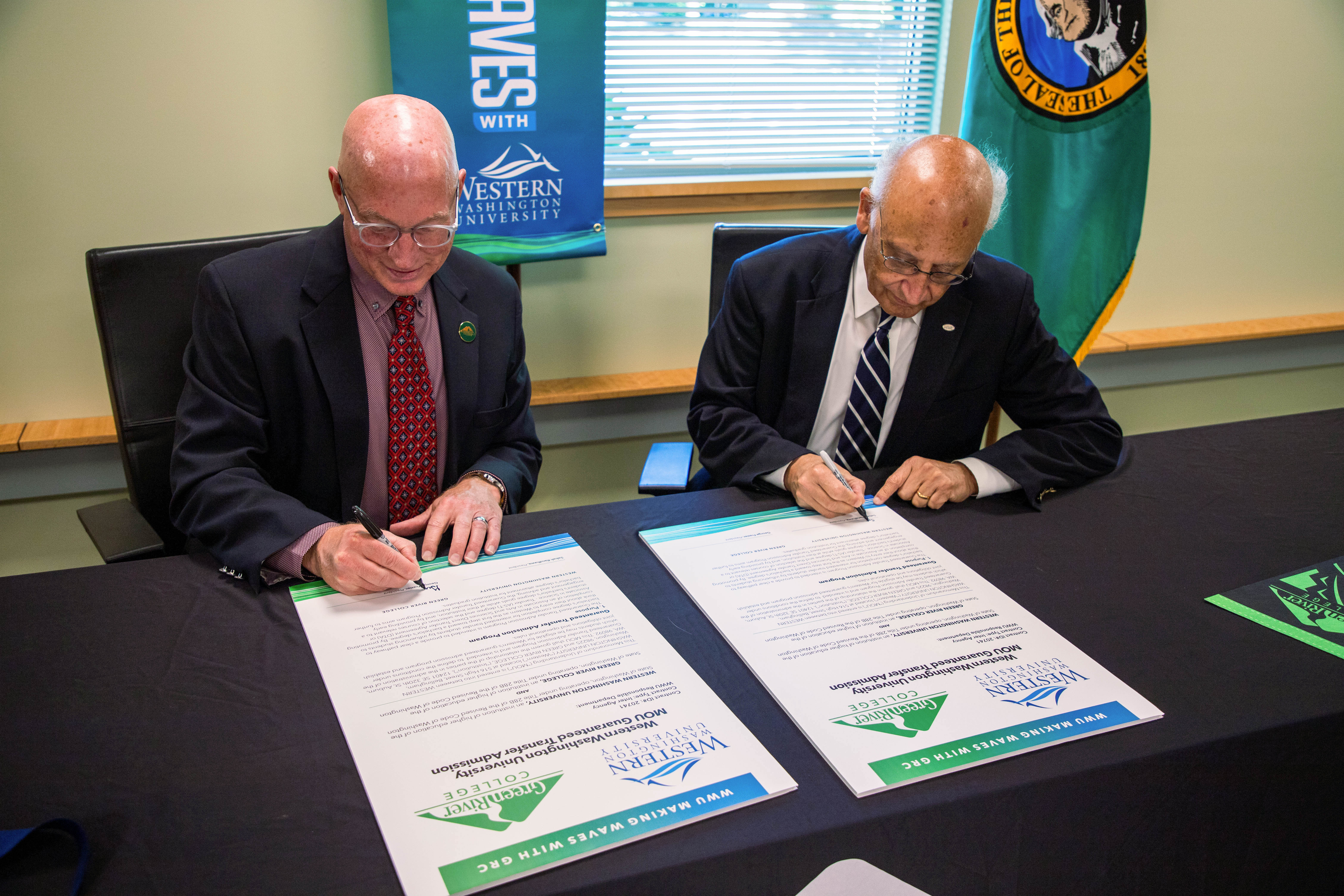 Interim GRC President George Frasier and WWU President Sabah Randhawa