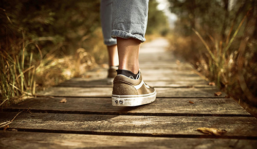 walking on path