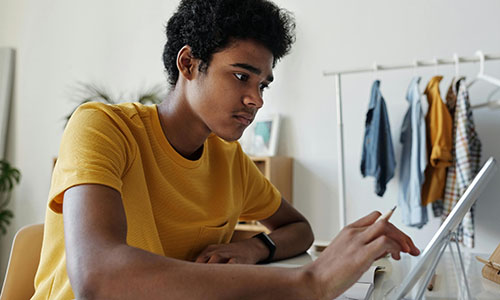 student studying